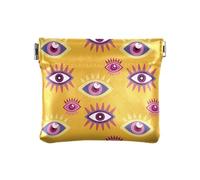 Piccolo portamonete in pelle impressionante occhi malvagi esoterico giallo ragazze donne signore trucco periodo borsa unica, Impressionante Evil Eyes Esoterico Giallo, 1 Size, Accessorio da viaggio