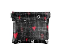 Piccolo portamonete in pelle PU bianco e rosso con cuore innamorato spremere portamonete con clip a scatto design San Valentino mini portafoglio borsa per monete, carte ed elementi essenziali, Multi,