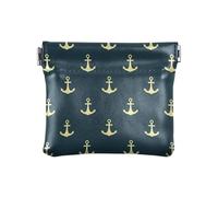 Piccolo portamonete in pelle PU con ancora blu mare spremere portamonete con clip a scatto design ancora nave mini portafoglio portamonete per monete, carte e oggetti essenziali, Multi, moderno