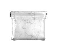 Piccolo portamonete in pelle PU con effetto marmo bianco spremere portamonete con design a clip a scatto, mini portafoglio per monete, carte e oggetti essenziali, Multi, moderno