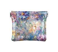 Piccolo portamonete in pelle PU con grappolo di fiori, per donna e ragazza, Grappolo di fiori, 4.33"(L) x 3.74"(W) x 0.39"(H), classico