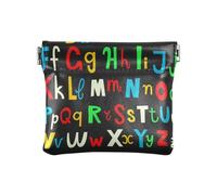 Piccolo portamonete in pelle PU con lettere dell'alfabeto, colorato, con chiusura a scatto, per monete, carte e oggetti essenziali, Multi, moderno