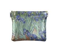 Piccolo portamonete in pelle PU con motivo acquerello iris fiore spremere portamonete con clip a scatto design pittura a olio mini portafoglio borsa per monete, carte e oggetti essenziali, Multi,