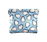 Piccolo portamonete in pelle PU con pinguino cartone animato natalizio spremere portamonete con clip a scatto design carino animale mini portafoglio borsa per monete, carte e oggetti essenziali,