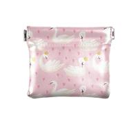 Piccolo portamonete in pelle PU con simpatico cigno spremere portamonete con clip a scatto design cuori rosa mini portafoglio portamonete per monete, carte e oggetti essenziali, Multi, moderno