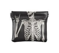 Piccolo portamonete in pelle PU con teschio umano divertente nero spremere portamonete con clip a scatto design Day of The Dead mini portafoglio borsa per monete, carte ed elementi essenziali, Multi,