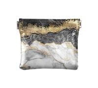 Piccolo portamonete in pelle PU dorato nero marmo spremere portamonete con clip a scatto design texture mini portafoglio portamonete per monete, carte e oggetti essenziali, Multi, moderno