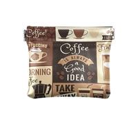 Piccolo portamonete in pelle PU moderno poster caffè argomenti spremere portamonete con clip a scatto design retrò mini portafoglio borsa per monete, carte e oggetti essenziali, Multi, moderno