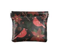 Piccolo portamonete in pelle unico organizer per chiavi per le donne inverno uccelli bacche ramoscelli Buon Natale, Multicolore, 1 size, Moderno/adattabile