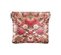 Piccolo portamonete per monete Mini sacchetto cosmetico per borsa porta monete in pelle PU, cuori con ali chiavi, Motivo: