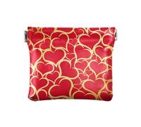 Piccolo portamonete portatile in pelle, con cuori dorati, per ragazze e donne, Cuori d'oro, 1 Size, Accessorio da viaggio