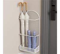 Piccolo portaombrelli in metallo, da parete, per interni, per casa, ingresso, ufficio, salvaspazio, non richiede punzonatura (bianco, 30 x 9,9 x 50 cm)