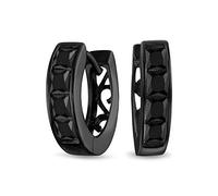 Piccolo Quadrato Taglio Principessa CZ Canale Set K-Pop Huggie Orecchini A Cerchio Per Donne Uomo Nero Cubic Zirconia Placcato Nero .925 Argento