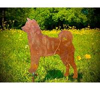 Piccolo Rustico Esterno In Metallo Rusty Akita Husky Cane Giardino Arte Capannone di Fiori Cucce Scultura Regalo Regalo