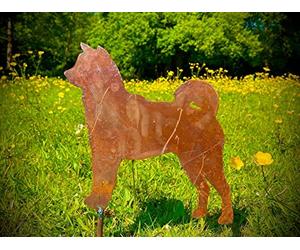Piccolo Rustico Esterno In Metallo Rusty Akita Husky Cane Giardino Arte Capannone di Fiori Cucce Scultura Regalo Regalo