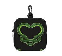Piccolo sacchetto impermeabile con cerniera a forma di cuore di serpente, custodia in neoprene per auricolari, portachiavi con clip