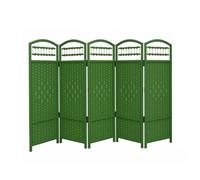 Piccolo Schermo Divisorio In Rattan,Divisorio Pieghevole For Scuola Materna In Paglia,Recinto Decorativo Traspirante Che Blocca La Luce,per L'asilo Domestico(Green,5-panel/50x40cm)
