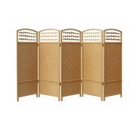 Piccolo Schermo Divisorio In Rattan,Divisorio Pieghevole For Scuola Materna In Paglia,Recinto Decorativo Traspirante Che Blocca La Luce,per L'asilo Domestico(Brown,5-panel/80x40cm)