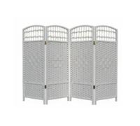 Piccolo Schermo Divisorio In Rattan,Divisorio Pieghevole For Scuola Materna In Paglia,Recinto Decorativo Traspirante Che Blocca La Luce,per L'asilo Domestico(White,4-panel/70x30cm)