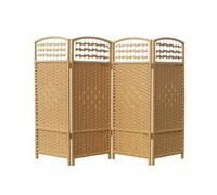 Piccolo Schermo Divisorio In Rattan,Divisorio Pieghevole For Scuola Materna In Paglia,Recinto Decorativo Traspirante Che Blocca La Luce,per L'asilo Domestico(Brown,4-panel/60x30cm)