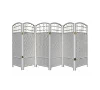 Piccolo Schermo Divisorio In Rattan,Divisorio Pieghevole For Scuola Materna In Paglia,Recinto Decorativo Traspirante Che Blocca La Luce,per L'asilo Domestico(White,6-panel/100x40cm)