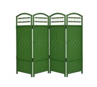 Piccolo Schermo Divisorio In Rattan,Divisorio Pieghevole For Scuola Materna In Paglia,Recinto Decorativo Traspirante Che Blocca La Luce,per L'asilo Domestico(Green,4-panel/120x40cm)