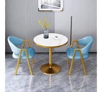 Piccolo set da pranzo in finto marmo per 2, 3 pezzi blu rotondo pub tavolo e sedie (80 cm), mobili da cucina per colazione, caffè, conferenze