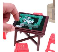 Piccolo set Mahjong cinese, set di mahjong cinese in miniatura | Set di giochi in pietra Mahjong cinese | Kit di ornamenti in miniatura Mahjong per casa, casa da gioco
