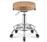 Piccolo sgabello for computer su ruote, sgabello ergonomico con seduta in similpelle PU gialla, altezza regolabile 45-58 cm, peso supportato 160 kg, sgabello da bar regolabile for salone da barbiere,