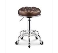 Piccolo sgabello for computer su ruote, sgabello ergonomico con seduta in similpelle PU gialla, altezza regolabile 45-58 cm, peso supportato 160 kg, sgabello da bar regolabile for salone da barbiere,