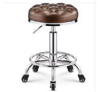 Piccolo sgabello for computer su ruote, sgabello ergonomico con seduta in similpelle PU gialla, altezza regolabile 45-58 cm, peso supportato 160 kg, sgabello da bar regolabile for salone da barbiere,