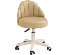 Piccolo sgabello girevole regolabile in altezza, rotondo in pelle con ruote, perfetto per officina, barbiere, salone, schienale a forma di A per il massimo comfort