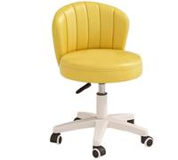 Piccolo sgabello girevole regolabile in altezza, rotondo in pelle con ruote, perfetto per officina, barbiere, salone, schienale a forma di A per il massimo comfort