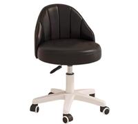 Piccolo sgabello girevole regolabile in altezza, rotondo in pelle con ruote, perfetto per officina, barbiere, salone, schienale a forma di A per il massimo comfort