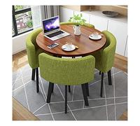 Piccolo spazio 5 pezzi rotondo in legno ufficio tavolo e sedia set, 80 cm verde, design semplice e creativo, per piccole sale conferenze, appartamento, famiglia, balcone, cucina, studio