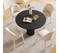 Piccolo spazio moderno tavolo da pranzo rotondo set 4, 100 cm/100 cm nero tavolo e sedie per casa, ufficio, soggiorno, reception