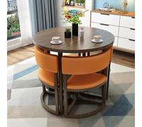 Piccolo spazio tavolo da pranzo rotondo set 5 pezzi 4 posti con struttura in metallo cucina/conferenza tavolo e sedie per appartamenti (colore: pelle)