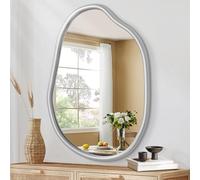 Piccolo specchio irregolare da parete, specchio asimmetrico da parete, moderno cornice in legno, specchio da toeletta a forma di specchio decorativo per soggiorno, bagno, camera da letto, decorazione