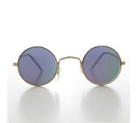 Piccolo Specchio Rotondo Argento Hippy Lenti Vintage Occhiali Da Sole - Cana