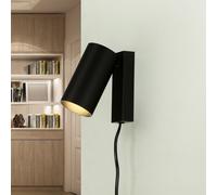 Piccolo Spot Lampada con Interruttore Cavo Nero GU10 da Parete Lettura Bett Sofa