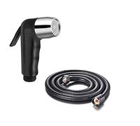 Piccolo spruzzatore compatto in plastica nera per bidet doccia con tubo nero 2 m (espanso) panno pannolino spruzzatore bagno bidet portatile WC rubinetto in acciaio inox rubinetto Shattaf WC rubinetto