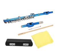Piccolo Strumento per Principianti Studenti, Chiave E Francese 6 Fori Piccolo Strumento Chiave Professionale Cupronichel Blu Piccolo Flauto con Scatola Nera in Pelle Asta di Pulizia Panno