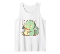 Piccolo T-Rex Utilizzando Bacchette Chibi Ramen Carino Adorabile Arte Canotta