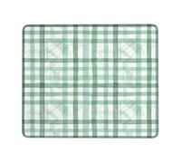 Piccolo tappetino per mouse a quadri, stile casual, moderno, con griglia a scacchi, verde primavera, quadrato, in gomma, lavabile, mini tappetino per scrivania da viaggio, decorazione per casa