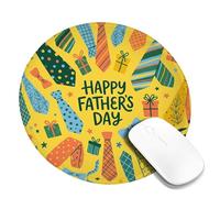 Piccolo tappetino per mouse con cravatta, scatola regalo festiva e giocosa con stella, per la festa del papà, giallo, rotondo, in gomma, liscio, portatile, accessorio per ufficio, casa, computer