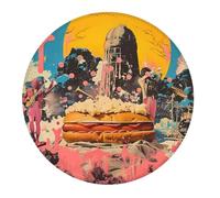 Piccolo tappetino per mouse da gaming, con banda psichedelica e hotdog, base rotonda in gomma, tappetino da scrivania con bordi cuciti, tappetino per mouse per laptop, tastiera PC, tappetino per mouse