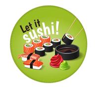 Piccolo tappetino per mouse da gaming, con scritta "Let it Sushi", base rotonda in gomma, tappetino da scrivania con bordi cuciti, tappetino per mouse per laptop, tastiera PC, tappetino per mouse per