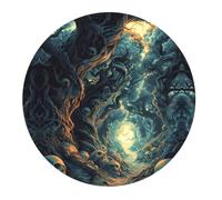 Piccolo tappetino per mouse da gaming, con teschio della foresta incantata, base rotonda in gomma, tappetino da scrivania con bordi cuciti, tappetino per mouse per laptop, tastiera PC, tappetino per