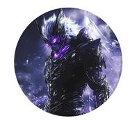 Piccolo tappetino per mouse da gaming, motivo cavaliere scuro, viola, con base rotonda in gomma, tappetino da scrivania con bordi cuciti, tappetino per mouse per laptop, tastiera PC, tappetino per