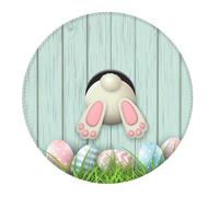 Piccolo tappetino per mouse da gioco, con fondo bianco con uova di Pasqua, base rotonda in gomma, tappetino da scrivania con bordi cuciti, tappetino per mouse per computer portatile, tastiera PC